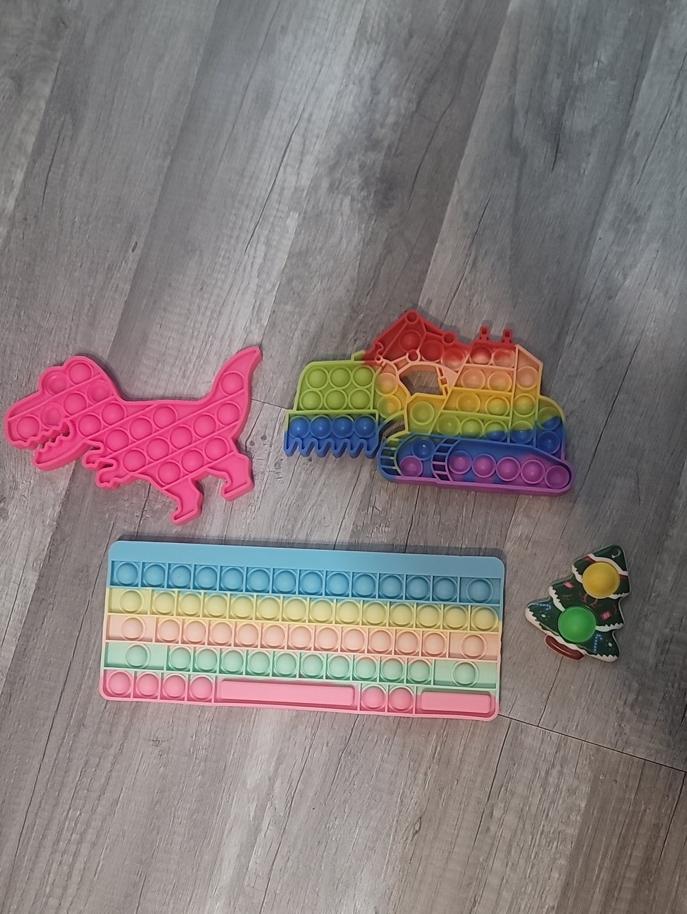 Popit Bundle. Keyboard, Dinosaur, Christmas Tree, And Machine.